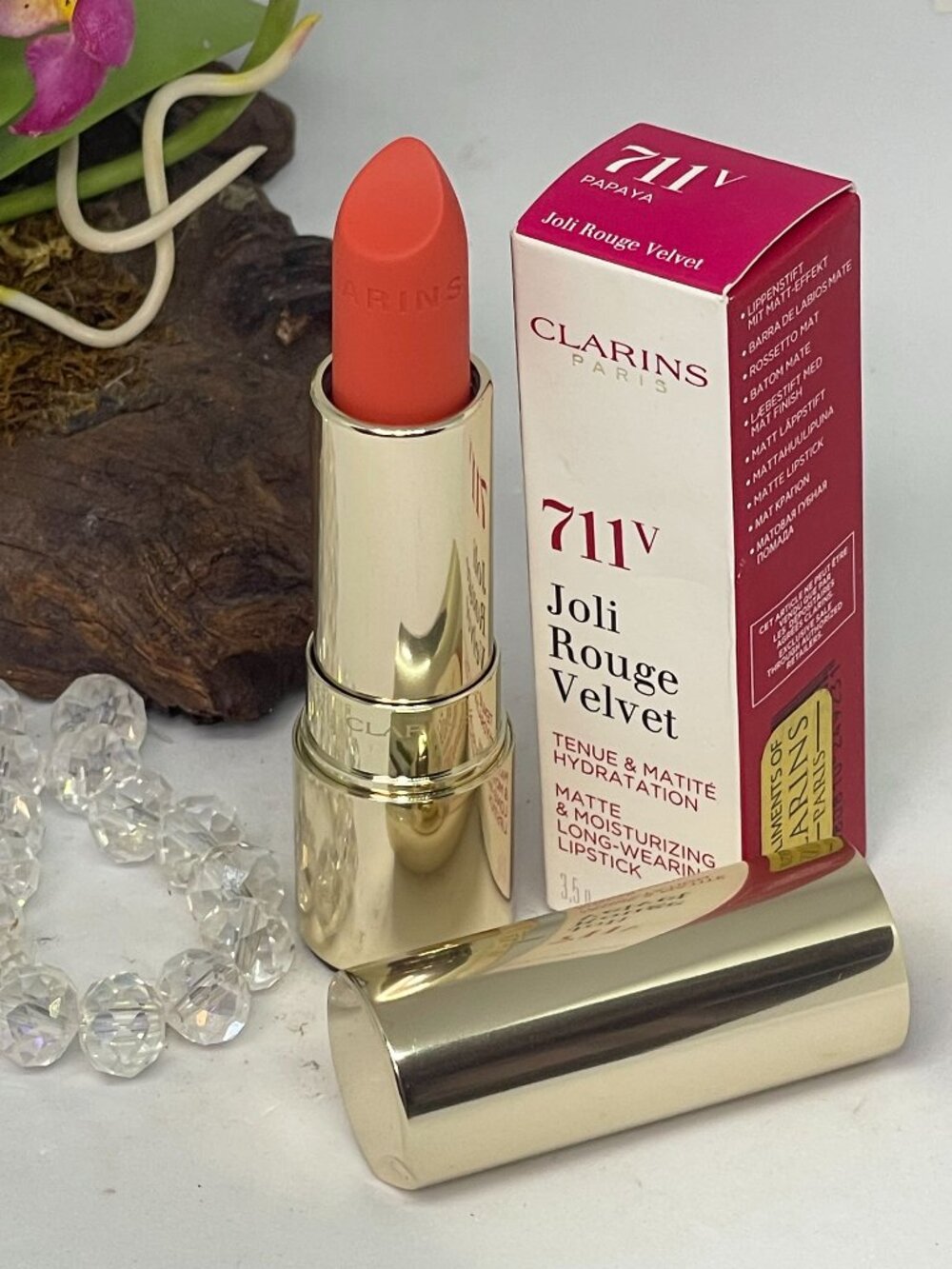 Clarins Joli Rouge Velvet Matte & Moisturizing Lipstick-711v Papaya - New in Box